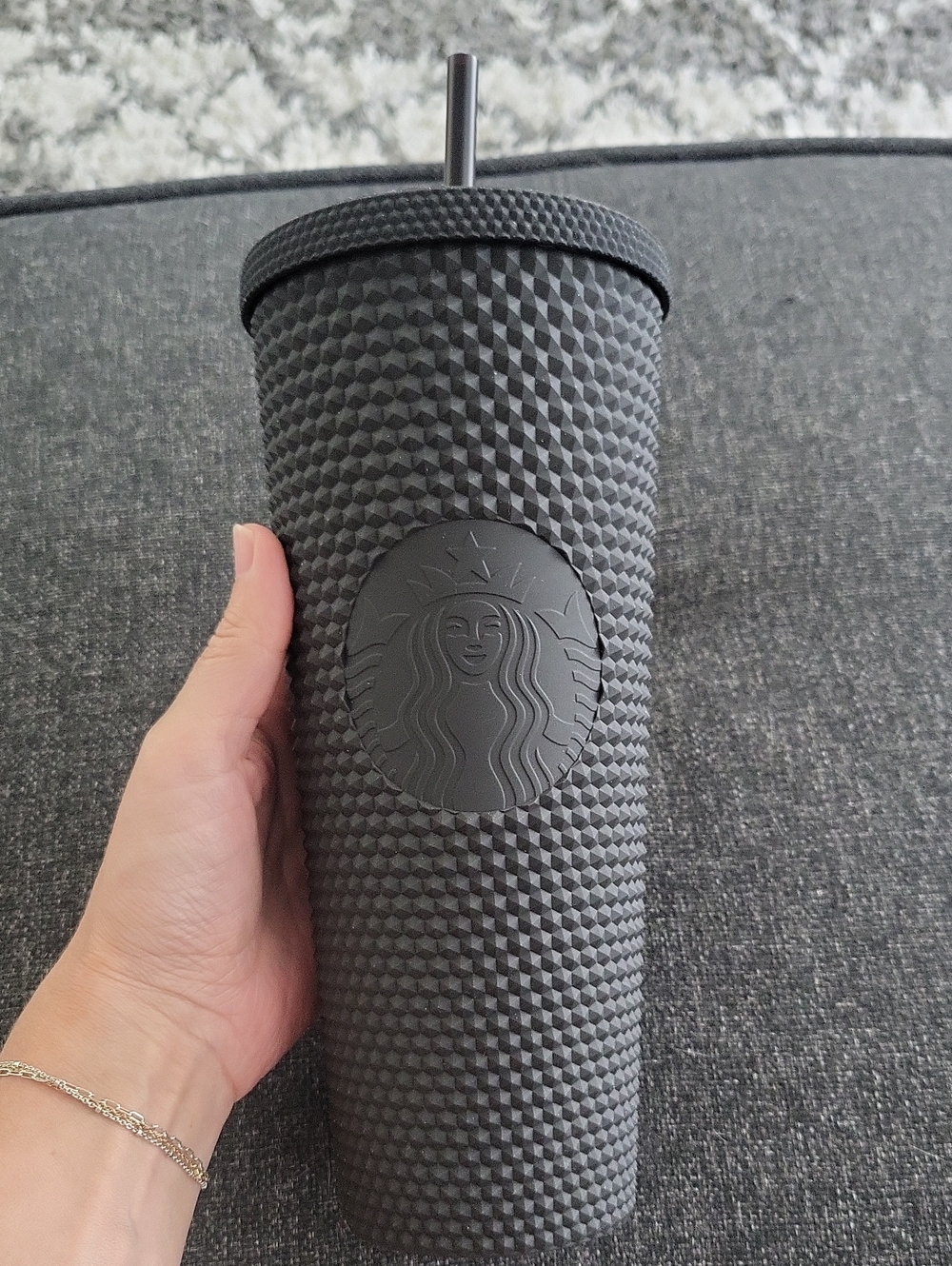Starbucks Disney 50th Matte Black Textured 24oz Tumbler with Straw